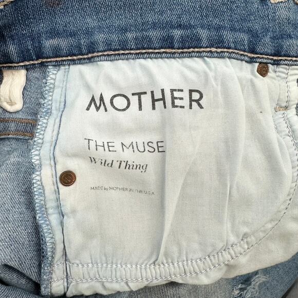 MOTHER The Muse Skinny Jeans Mid-Rise Destroyed Distressed Raw Hem in Wild Thing - Picture 11 of 14
